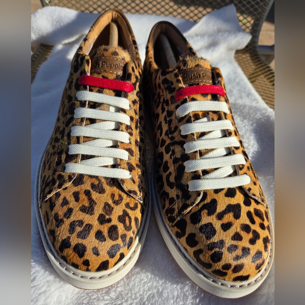 Hush Puppies Leopard-Print Calf Hair Sneakers-NWT Size 7.5
